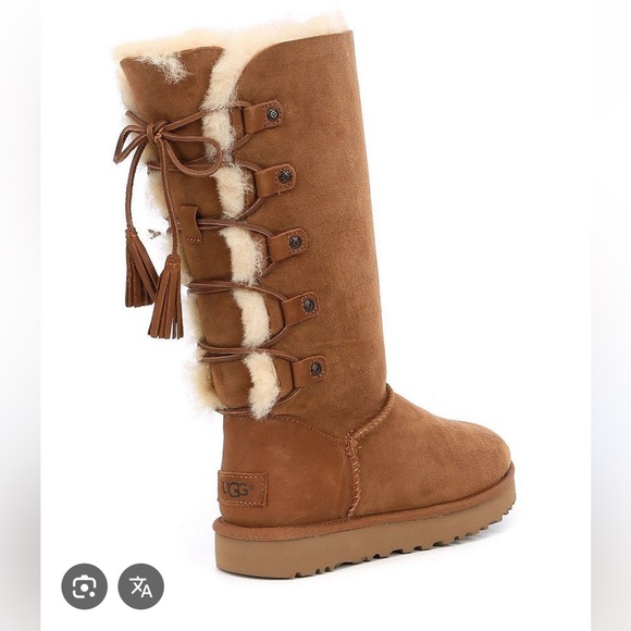 UGG Kristabelle Tall Lace Up Suede Leather Sheepskin Boots Chestnut like new - Picture 1 of 9